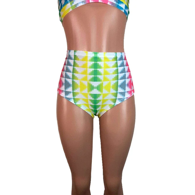 High Waist Hot Pants - Neon Tetris