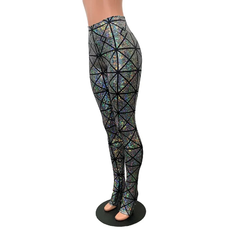 Silver Glass Pane Holographic Stirrup Leggings