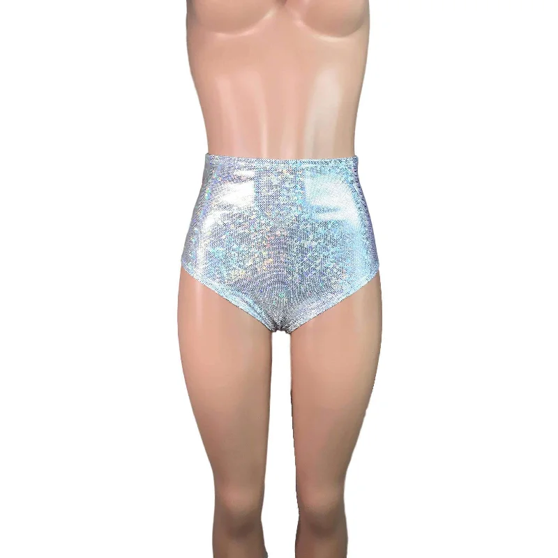 High Waist Hot Pants - Silver Shattered Glass