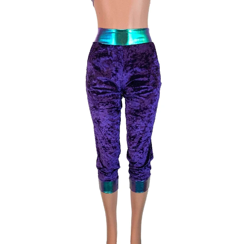 Purple Crushed Velvet/Oil Slick Joggers w/ Pockets Women's