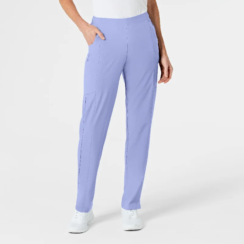 W123 Women's Flat Front Cargo Scrub Pant - Ceil Blue