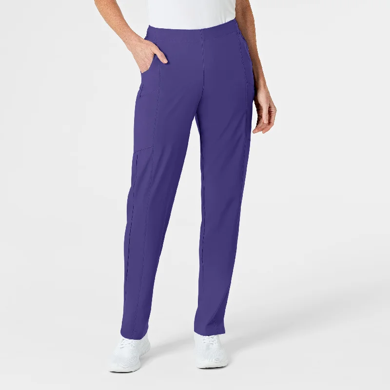 W123 Women's Flat Front Cargo Scrub Pant - Grape