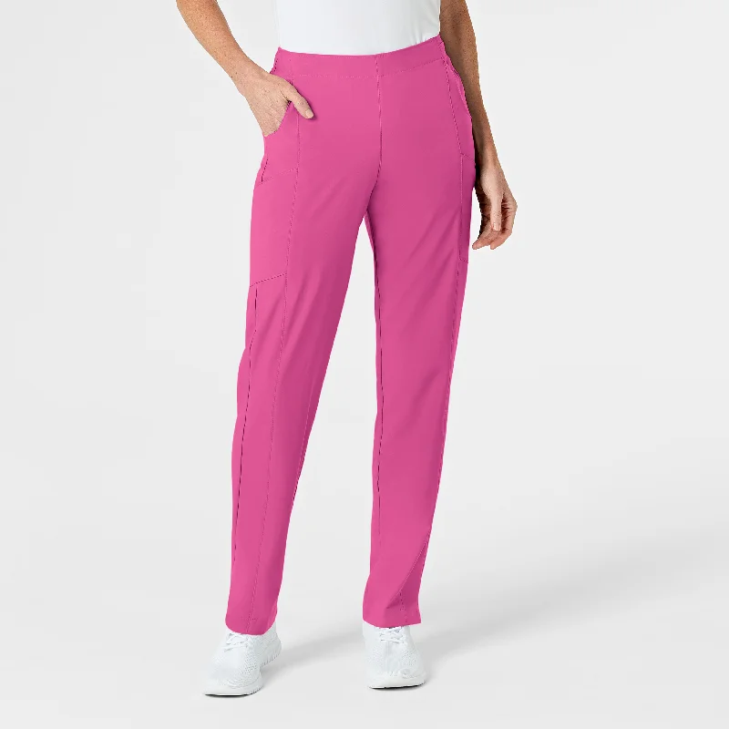 W123 Women's Flat Front Cargo Scrub Pant - Hot Pink