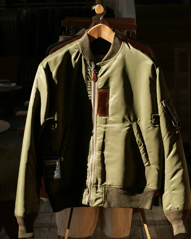 B-15B (MOD) - Thin Down Flight Jacket in Khaki Green