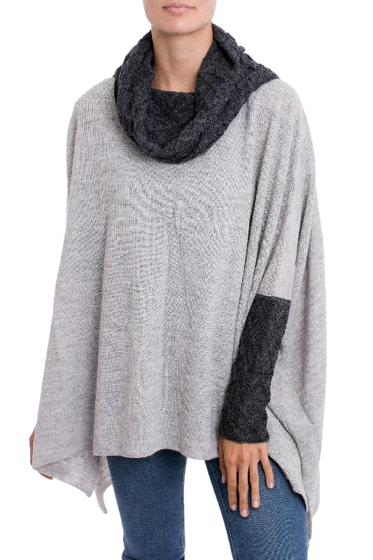 Beautiful Warmth in Dove Grey Knit Alpaca Blend Pullover in Dove Grey from Peru