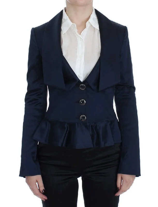 Exte Elegant Blue Blazer Jacket with Designer Flair