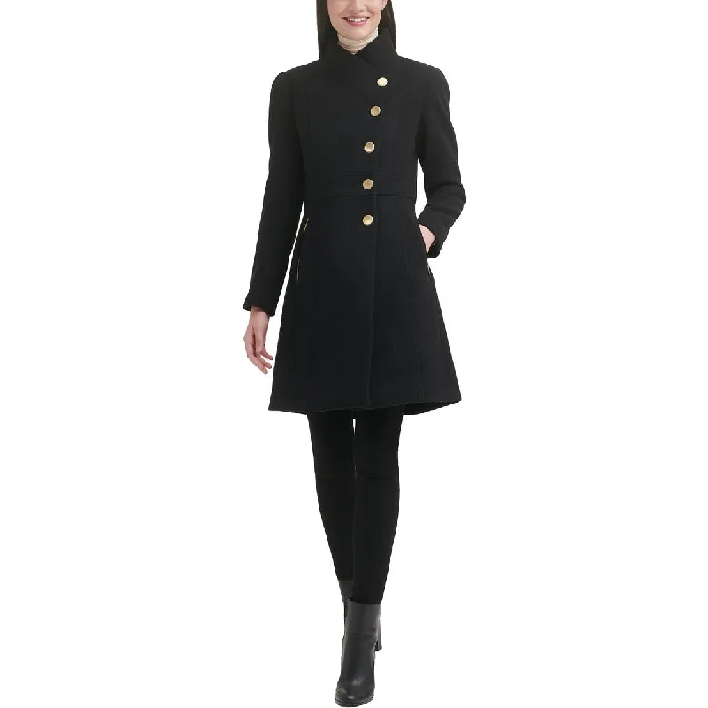 Guess Womens Wool Blend Textured Pea Coat