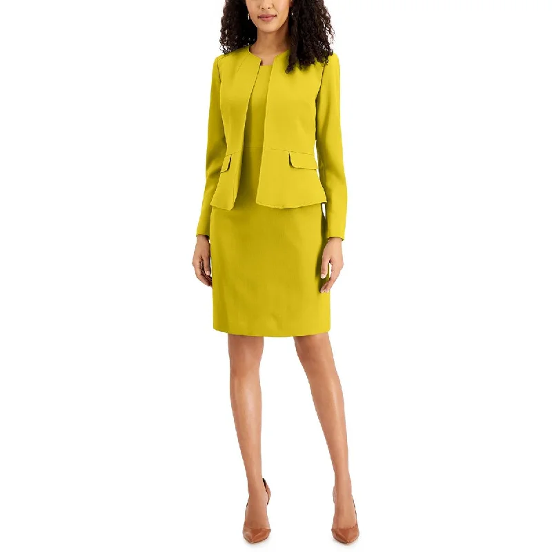 Le Suit Womens Knit Long Sleeves Open-Front Blazer