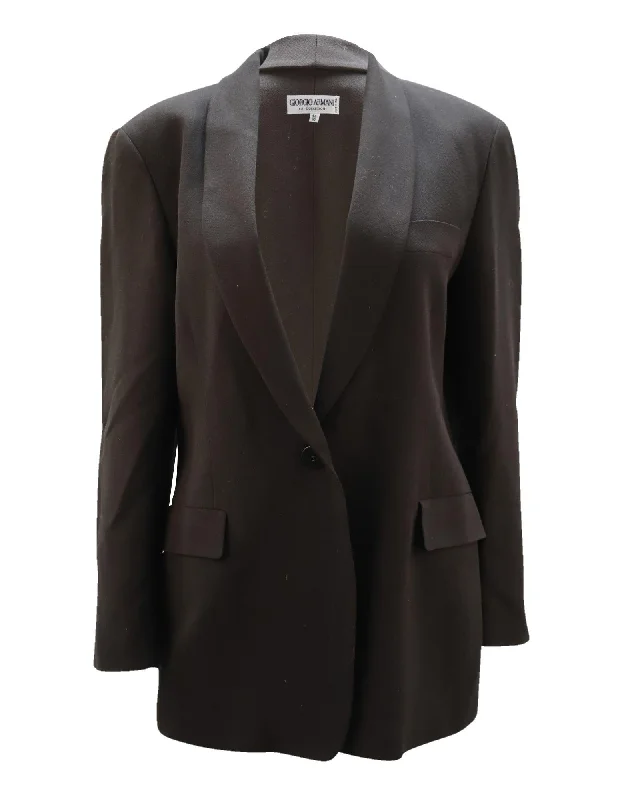 Giorgio Armani Single Breasted Jacket in Black Wool