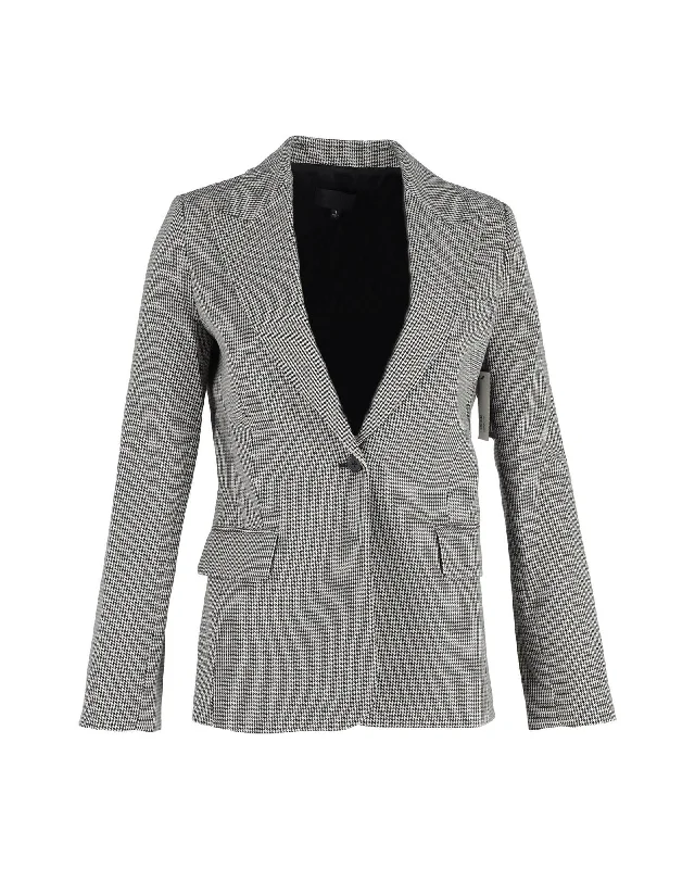 Multicolor Houndstooth Print Cotton Blazer