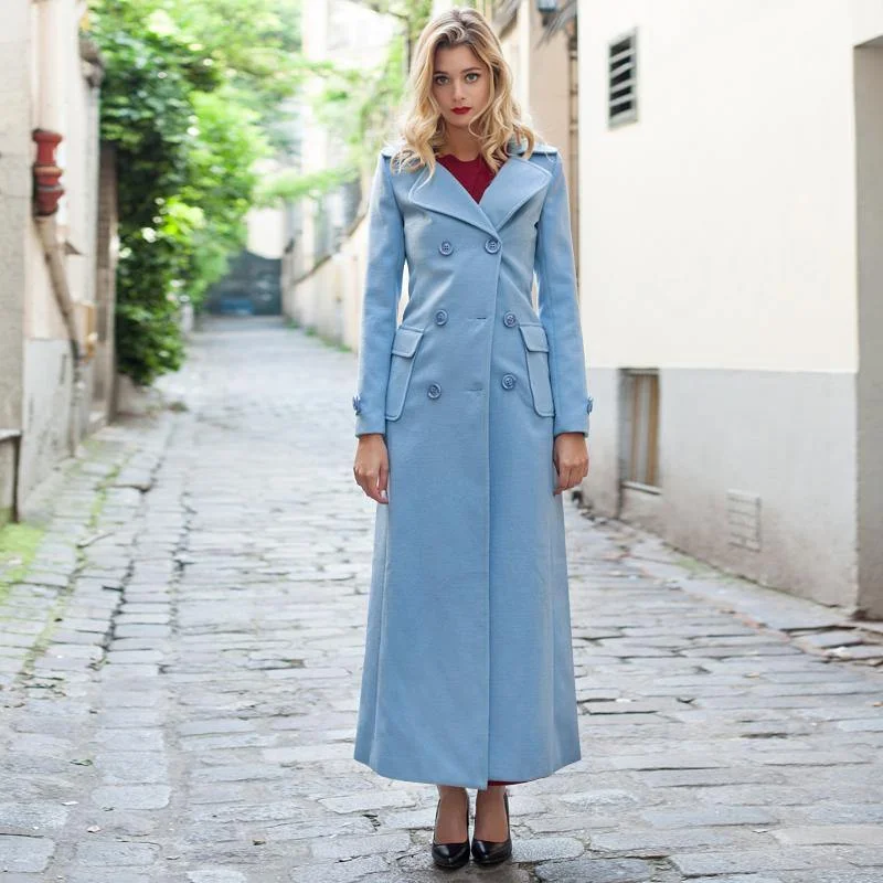 women fashion double breast cotton blended trench coats lapel collar autumn outfits