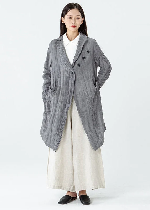 Comfy Linen Comfy Long Sleeve Pleated Pocket Coat