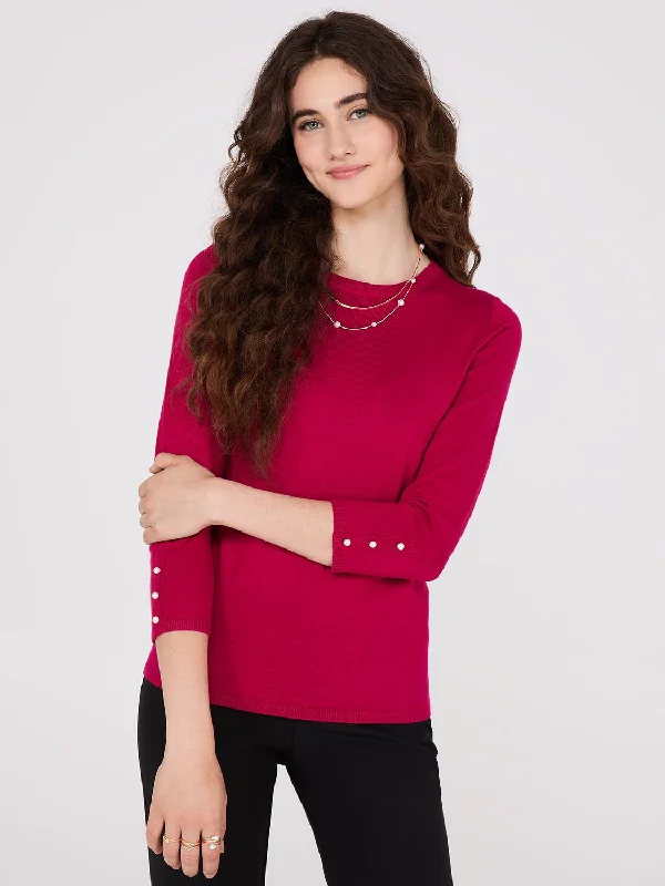 Round Neck Sweater With Button Details