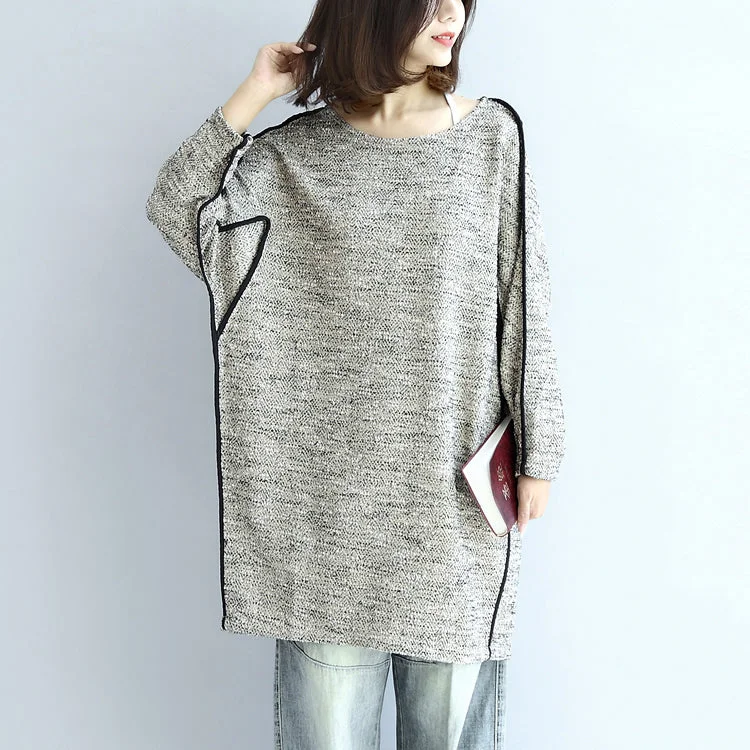 fall fashion 2024 casual knit cotton dresses light gray long sleeve sweater dress