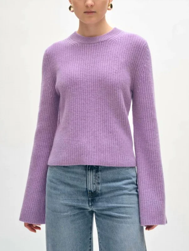 Fluted Sleeve Top In Purple Haze