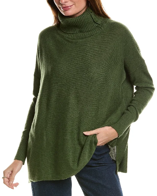 Forte Cashmere Button Neck Oversized Cashmere Pullover