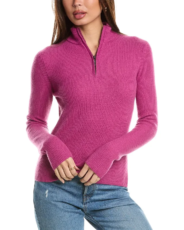 Forte Cashmere Rib Zip Mock Cashmere Sweater