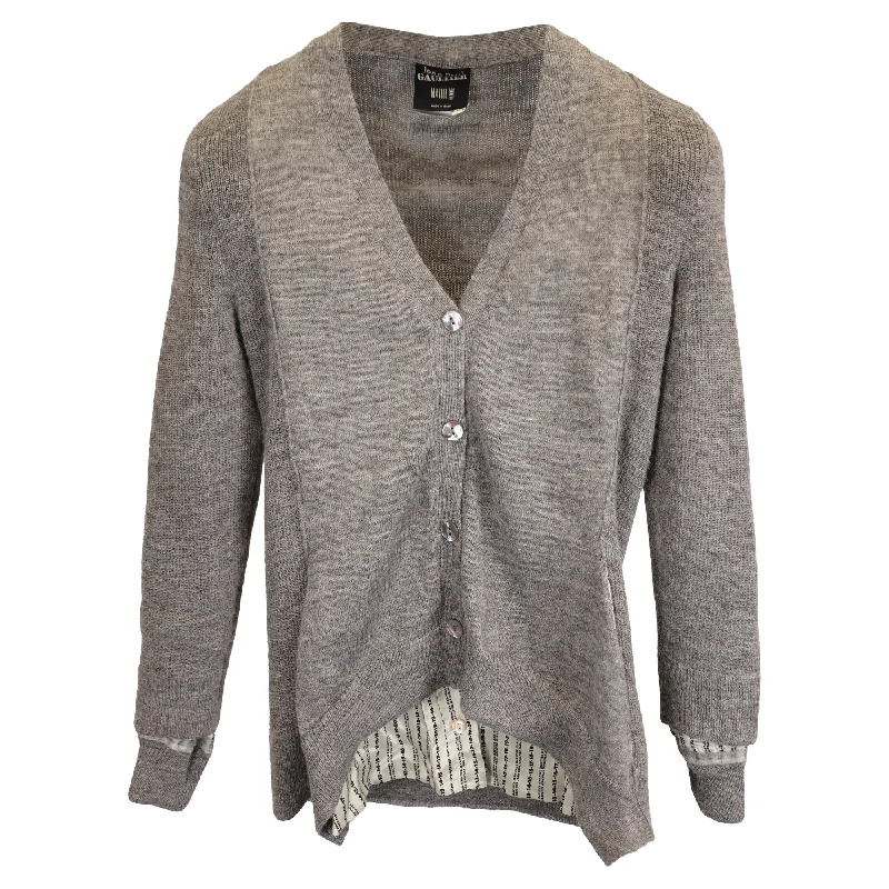 Jean Paul Gaultier Buttoned Cardigan in Grey Wool