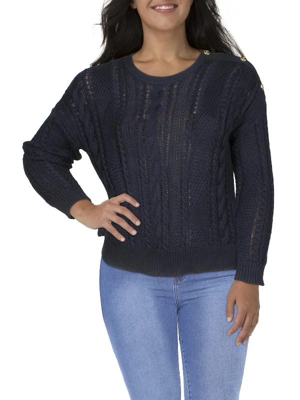 Plus Womens Cotton Cable Knit Pullover Sweater