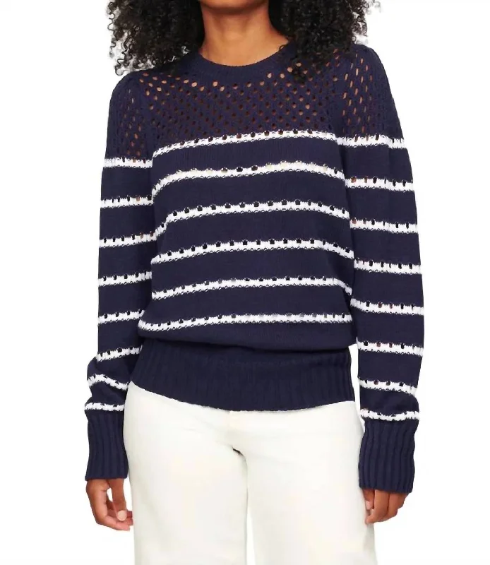 Skylar Multi Stripe Crew Sweater In Midnight