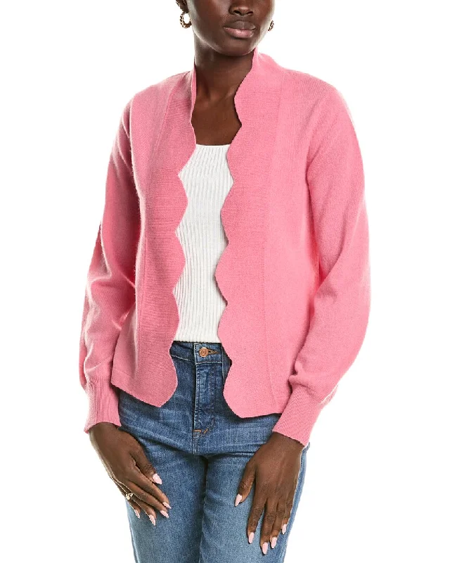 sofiacashmere Scallop Edge Cashmere Cardigan