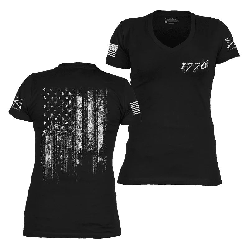 Women's 1776 Flag V-Neck - Black