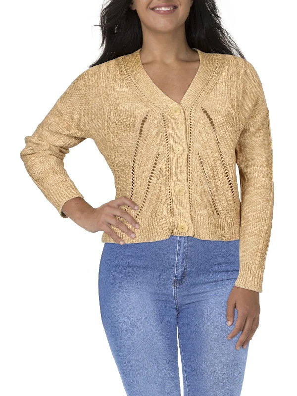 Womens Ribbed Knit V Neck Cardigan Sweater