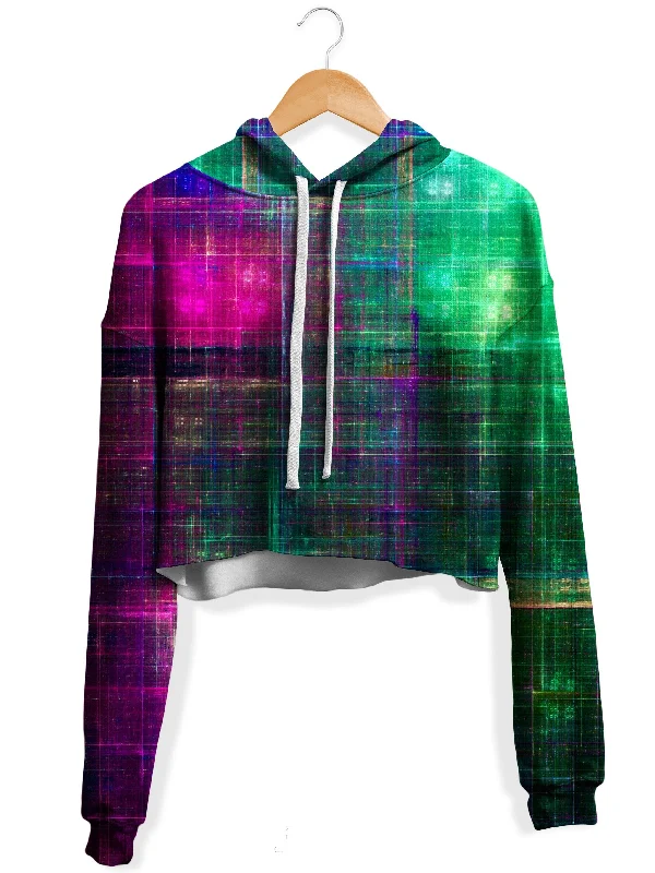 Fractal Matrix Fleece Crop Hoodie