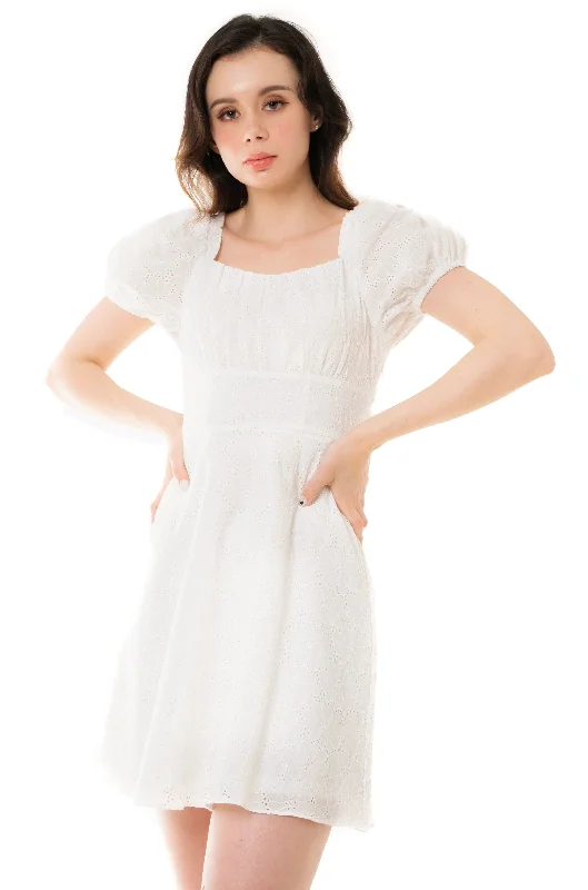 Lily Broderie Anglaise Puff Sleeves Short Dress