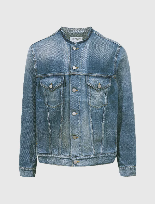 COLLARLESS DENIM JACKET