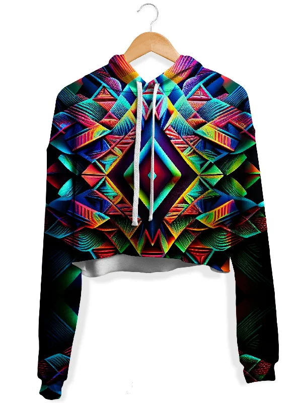 Psychedelic Tribal Fleece Crop Hoodie