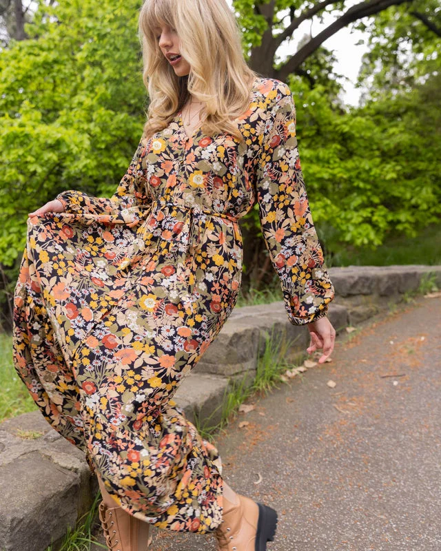 Sass Brigitte Balloon Sleeve Maxi Dress Multi