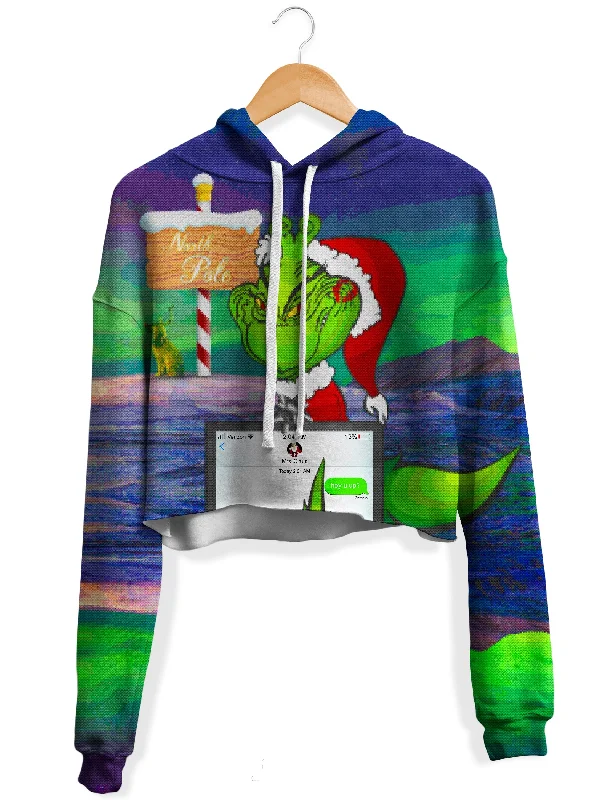 Savage Grinch Fleece Crop Hoodie