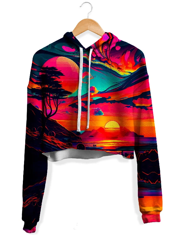 Sunset Melt Fleece Crop Hoodie