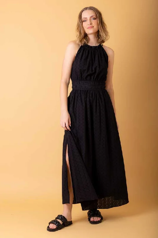 Dasha Maxi Dress Black Embroidery