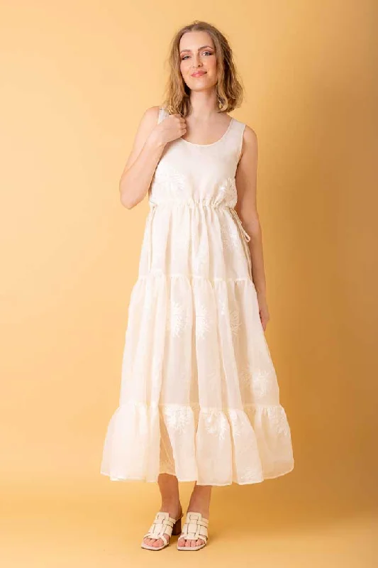 Laura Maxi Dress Cream Embroidered