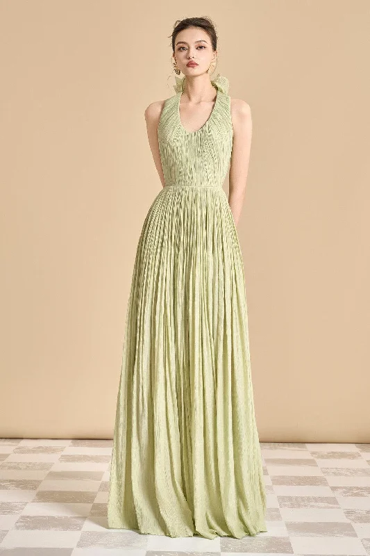 Nasir Gathered Scoop Neck Tencel Floor Length Dress