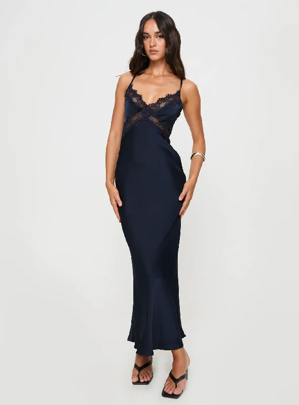 Treasure Bias Cut Maxi Dress Navy