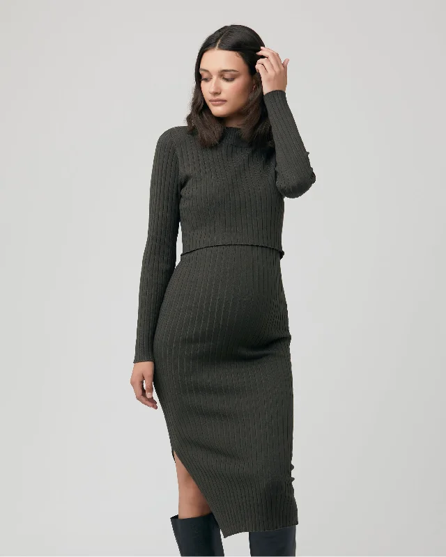 Nella Rib Nursing Knit Dress  Ivy