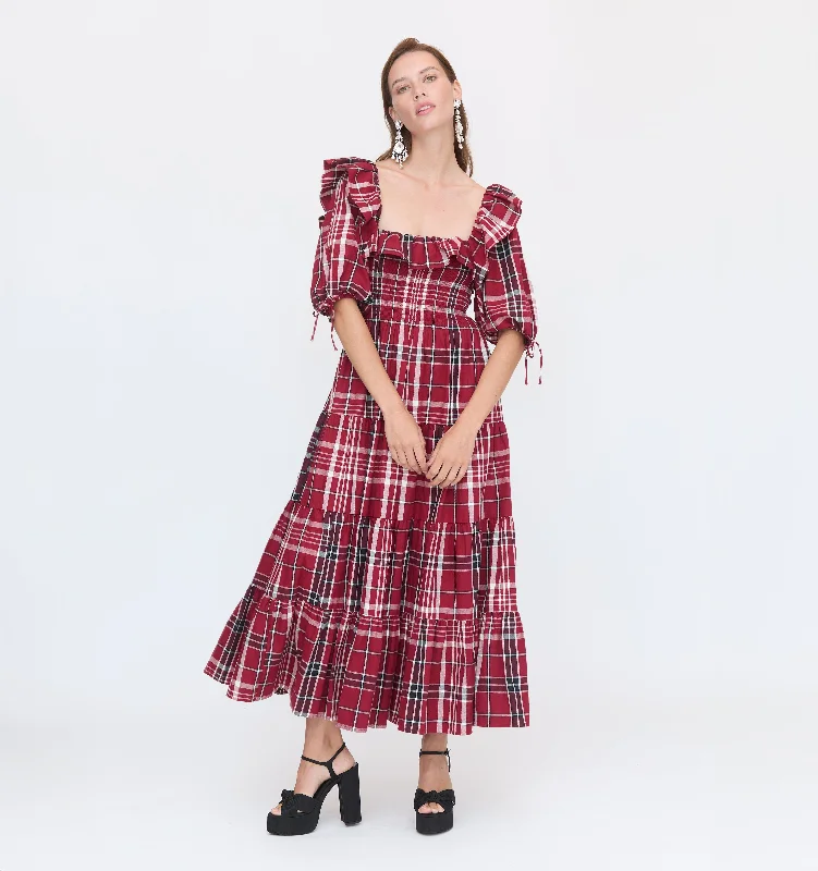 The Corinne Nap Dress - Crimson Tartan