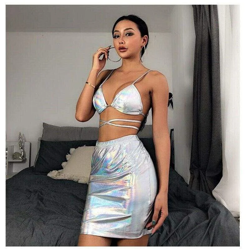 FashionSierra - Women 2 Piece Summer Backless Bodycon Crop Tops and Skirt Set Short Mini Dress Party Sexy Ladies Clubwear Set