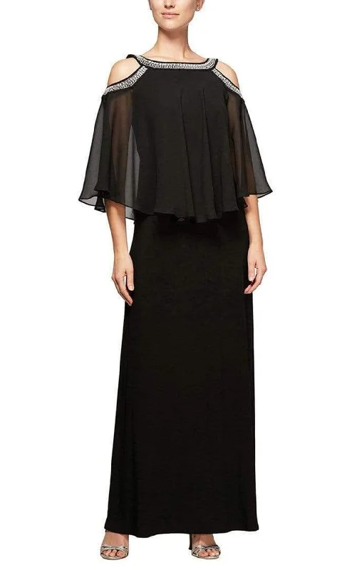 Alex Evenings - 1351319 Beaded Capelet Matte Jersey Dress