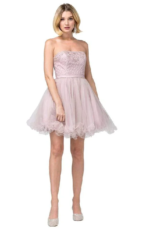 Dancing Queen - 3056 Strapless Embellished A-line Dress