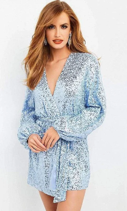 Jovani M03637 Long Sleeve Robe Dress