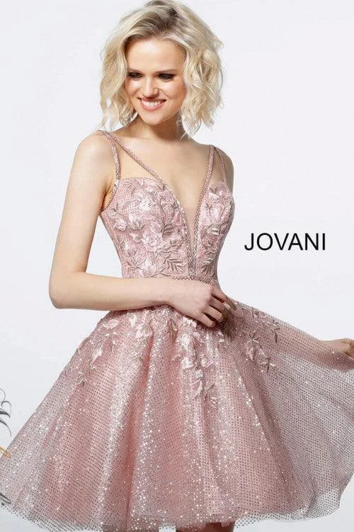 Jovani 3654 Spaghetti Strap Short Cocktail Dress