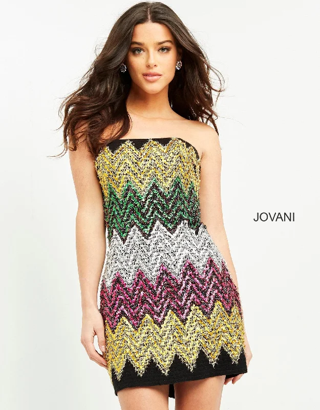 Jovani M05036 Strapless Short Sequins Dress