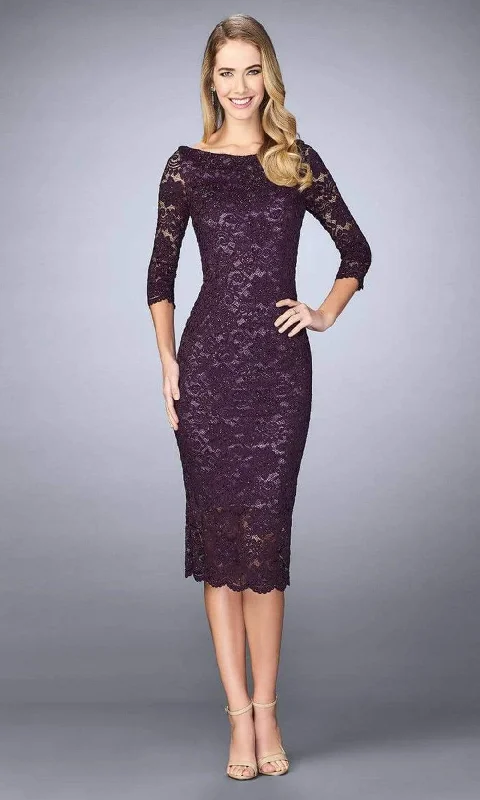 La Femme - Lace Tea Length Dress 24875SC