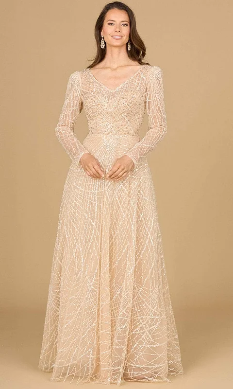 Lara Dresses 29149 - Long Sleeve V-Neck Mother of the Bride Gown