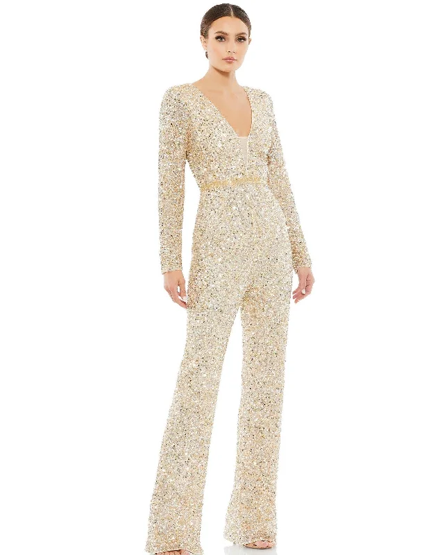 Mac Duggal 5411 Formal Long Sleeve Beaded Jumpsuit Sale