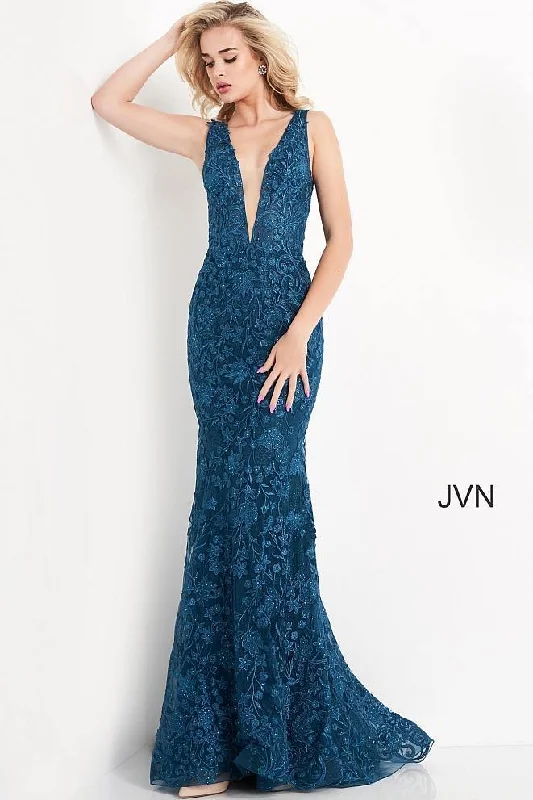 Jovani 04591 Long Sleeveless Lace Mermaid Prom Gown